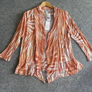 Alberto Makali Cardigan Womens Medium Zebra Print Silk Blend‎ Boho Open Sweater